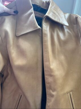 Leather Zip-Front Jacket in Camel